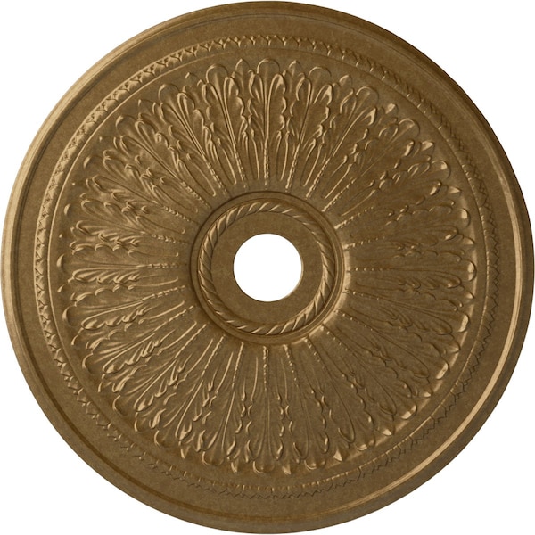 Ekena Millwork Oakleaf Ceiling Medallion (Fits Canopies up to 6 1/4"), 29 1/8"OD x 3 5/8"ID x 1"P, Pale Gold CM29OAPAS - main